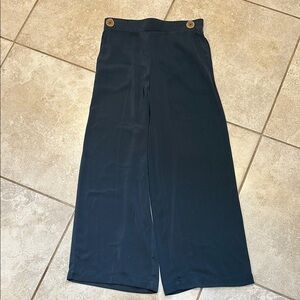 Gibson Latimer Dark Gray Pull On Wide Leg Pants 10 Palazzo Flowy Buttons